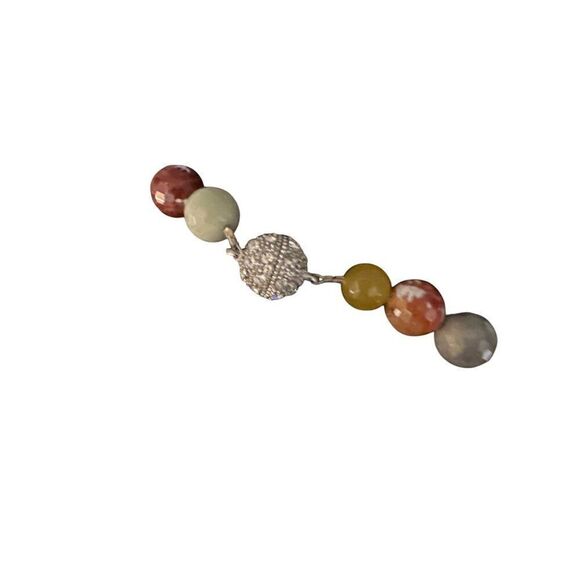 Boho Handcrafted Multicolor Beaded Necklace With Statement Brown & White Pendant - Picture 4 of 5